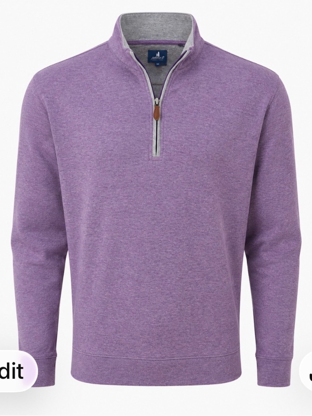 Johnnie-O Men’s Large Sully 1/4 Zip Pullover Heathered Plum Golf Casual Outdoors